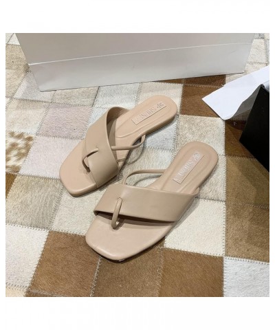 Slippers Women's Summer Sandals And Spring Flip Flat Fashion Flops Women's slipper Beige $9.67 Sandals