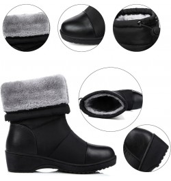 Women Winter Mid Calf Boots Warm Fur-Lined Waterproof Snow Boot Tall Fashion Boot Flat Shoes Blue $37.37 Outdoor Shoes