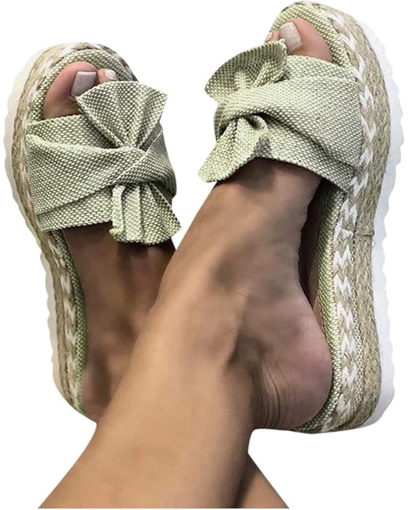 Women's Ring Toe Wedges Leather Flat Slippers Bohemian Wedge Platform Slippers Roman Sandals Beach Flip-Flops A03green $12.36...