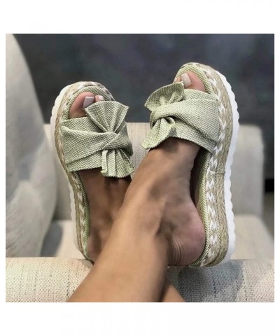 Women's Ring Toe Wedges Leather Flat Slippers Bohemian Wedge Platform Slippers Roman Sandals Beach Flip-Flops A03green $12.36...