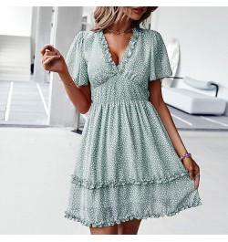 Spring Sexy Dress Short Temperament Light Dress Green - 2024 Independence Day $16.23 Pumps