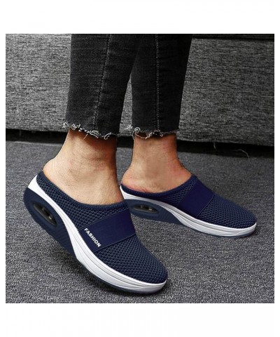 Women's Canvas Low Top Sneaker Lace-up Classic Casual Shoes Women's Wedge Sneakers Womens White Shoes Dark Blue $10.79 Fashio...