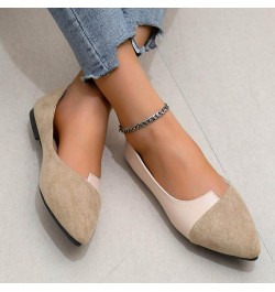 Fashion Womens Breathable Lace Up Shoes Solid Leather Pointed Toe Slip on Casual Shoes Slingback Shoes for Women (Beige, 8) B...