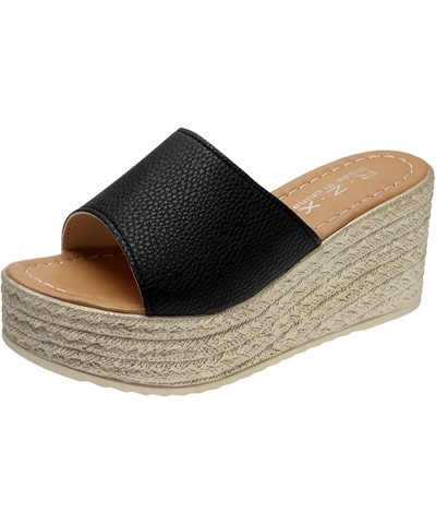 Wedge Flip Flop Sandals For Women Cloud Slides For Women Sandals Slides For Womens Sandals Orthopedic Sandals J-black $10.74 ...