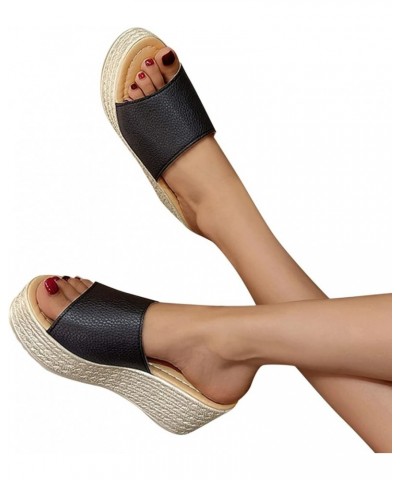 Wedge Flip Flop Sandals For Women Cloud Slides For Women Sandals Slides For Womens Sandals Orthopedic Sandals J-black $10.74 ...