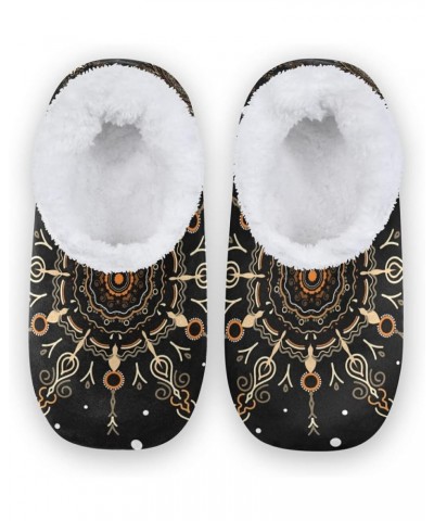 ECHOLI Floral Mandala Retro Boho House Slippers for Women Men Cozy Warm Fuzzy Slippers Socks Indoor Washable Soft Non Slip Wi...