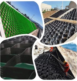 Foldable & Scalable Geo Grid Fabric - 5cm/2 Inch Tall, Black Anti-Deformation Gravel Stabilizer Grid, for Slope Steep Drivewa...