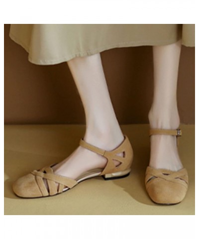 Fashion Summer Women Sandals Low Heel Solid Color Roman Style Casual Buckle Womens Shoes Size 9 Sandals Khaki $15.16 Athletic...