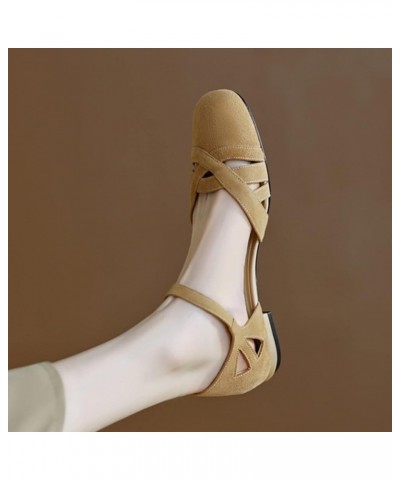 Fashion Summer Women Sandals Low Heel Solid Color Roman Style Casual Buckle Womens Shoes Size 9 Sandals Khaki $15.16 Athletic...