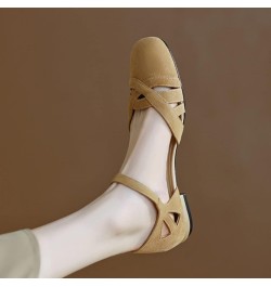 Fashion Summer Women Sandals Low Heel Solid Color Roman Style Casual Buckle Womens Shoes Size 9 Sandals Khaki $15.16 Athletic...