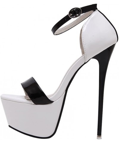 Women Open Toe High Stilettos Platform Party Pump Heel Sandals Black,white $21.59 Sandals