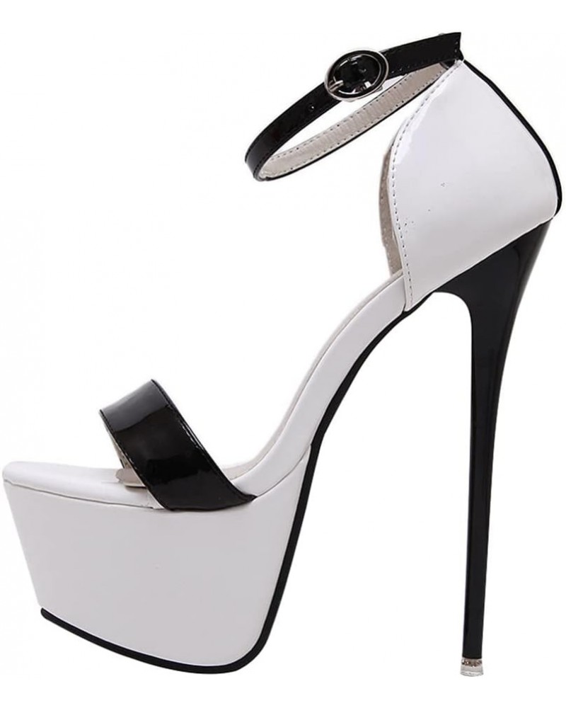 Women Open Toe High Stilettos Platform Party Pump Heel Sandals Black,white $21.59 Sandals