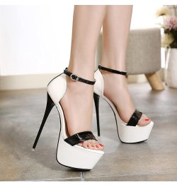 Women Open Toe High Stilettos Platform Party Pump Heel Sandals Black,white $21.59 Sandals