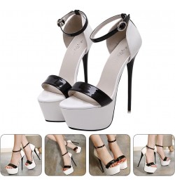 Women Open Toe High Stilettos Platform Party Pump Heel Sandals Black,white $21.59 Sandals