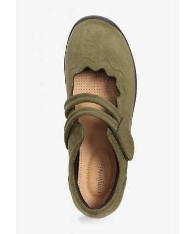 Women's Wide Width The Keylani Flat Dark Olive $16.59 Flats