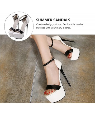 Women Open Toe High Stilettos Platform Party Pump Heel Sandals Black,white $21.59 Sandals