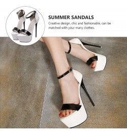 Women Open Toe High Stilettos Platform Party Pump Heel Sandals Black,white $21.59 Sandals