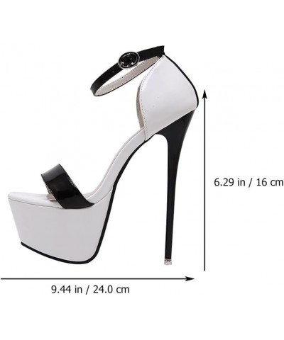 Women Open Toe High Stilettos Platform Party Pump Heel Sandals Black,white $21.59 Sandals