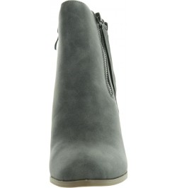 Brinley Co. Womens Faux Leather Stacked Wood Heel Double Zipper Booties Grey $22.00 Boots