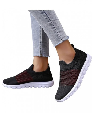 Women Fashion Running Sneaker, Lightweight Walking Tennis Shoes, Non Slip for Work Travel, Flat Shoes Moccasins Z 14-black $1...