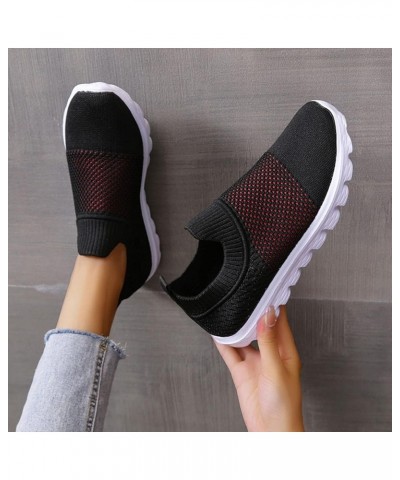 Women Fashion Running Sneaker, Lightweight Walking Tennis Shoes, Non Slip for Work Travel, Flat Shoes Moccasins Z 14-black $1...