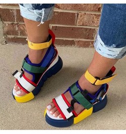 Women Strappy Platform Sandals Womens Open Toe Platform Casual Shoes Wedge Heel Colorblock Ankle Strap Sandals (Yellow, 6) 6 ...