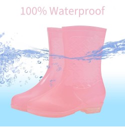 Rain Boots for Women Waterproof Garden Boots Anti-Slip Rain Boots Ladies Candy Color Lightweight Boots Pink Mid-calf Boots $1...