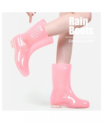 Rain Boots for Women Waterproof Garden Boots Anti-Slip Rain Boots Ladies Candy Color Lightweight Boots Pink Mid-calf Boots $1...