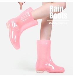 Rain Boots for Women Waterproof Garden Boots Anti-Slip Rain Boots Ladies Candy Color Lightweight Boots Pink Mid-calf Boots $1...