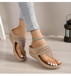 Platform Sandals for Women open toe wedge sandal tan Heeled Slippers Sandals for Women Z 03-beige $12.81 Sandals