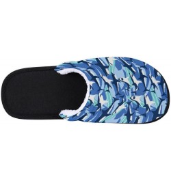 Ocean Shark Cartoon Patten Womens House Slippers Indoor, Men's Soft Cozy Warm Plush Bedroom Anti Skid Slippers Memory Foam Sl...