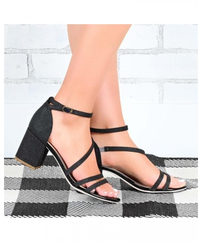 Chunky Heel Sandals for Women pink pink heels for women sexy clear heels for women chunky heel Z 03-black $20.95 Sandals