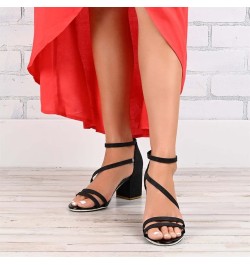 Chunky Heel Sandals for Women pink pink heels for women sexy clear heels for women chunky heel Z 03-black $20.95 Sandals