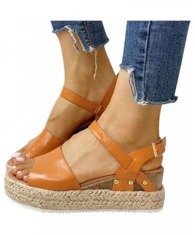 Platform Sandals for Women Dressy Summer Womens Espadrilles Buckle Ankle Strap Leather Raffia Sandals Black Sandals Wedges fo...