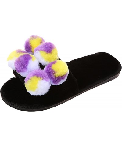 Slippers for Women Men Integrated Couple's Winter Indoor Home Velvet Shoes Thick Plush Lined Moccasins F-purple $14.21 Slippers