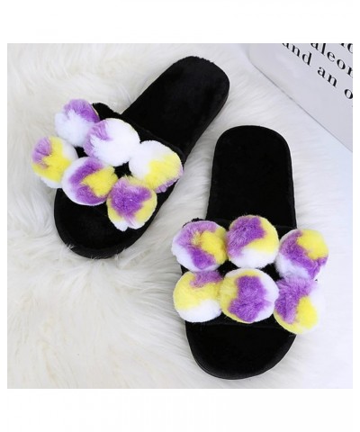 Slippers for Women Men Integrated Couple's Winter Indoor Home Velvet Shoes Thick Plush Lined Moccasins F-purple $14.21 Slippers