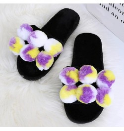 Slippers for Women Men Integrated Couple's Winter Indoor Home Velvet Shoes Thick Plush Lined Moccasins F-purple $14.21 Slippers