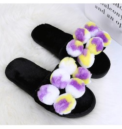 Slippers for Women Men Integrated Couple's Winter Indoor Home Velvet Shoes Thick Plush Lined Moccasins F-purple $14.21 Slippers