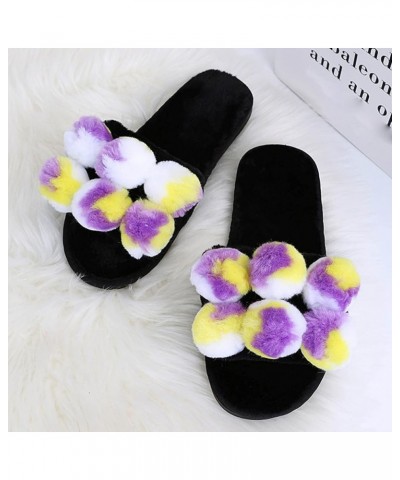 Slippers for Women Men Integrated Couple's Winter Indoor Home Velvet Shoes Thick Plush Lined Moccasins F-purple $14.21 Slippers