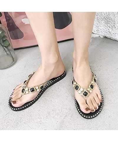 Shower Sandals Sandal Heels For Women Brown Flats Shoes Women Dress Sandals For Women Comfortable Dressy Flat 4-black $15.67 ...