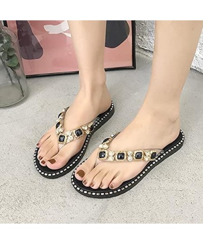 Shower Sandals Sandal Heels For Women Brown Flats Shoes Women Dress Sandals For Women Comfortable Dressy Flat 4-black $15.67 ...