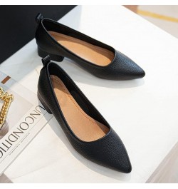 Women's Chunky Low Heel Pumps Basic Work Office Flat Shoes Slip on Pointed Toe Comfortable Court Shoes Black $17.29 Pumps