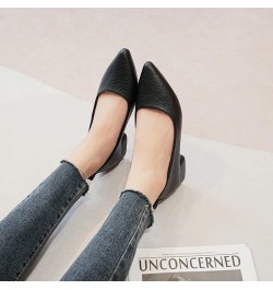 Women's Chunky Low Heel Pumps Basic Work Office Flat Shoes Slip on Pointed Toe Comfortable Court Shoes Black $17.29 Pumps