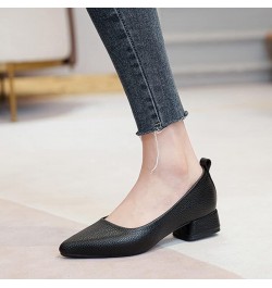 Women's Chunky Low Heel Pumps Basic Work Office Flat Shoes Slip on Pointed Toe Comfortable Court Shoes Black $17.29 Pumps