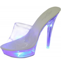 Casual New Slipper Lady Slides With Square Head Transparent Sexy High Heeled Shoes With Colorful Wedge Sandals Boho Blue $19....