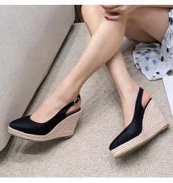 Platform Shoes For Women Foam Wedge Platform sandals Heels sandals Women Dressy Women Heeled sandals Black sandals Wom G-blac...