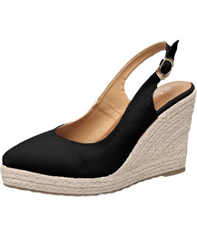 Platform Shoes For Women Foam Wedge Platform sandals Heels sandals Women Dressy Women Heeled sandals Black sandals Wom G-blac...