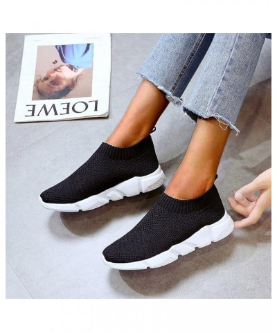 Women Sneakers Slip-On Walking Shoes Workout Sneakers for Women Slip-On Walking Shoes Black-a $16.32 Athletic Shoes