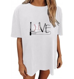 Women's Casual and Fashionable Baseball Love Letter Print Crew Neck Oversized T Shirt 2 Shirt White $9.70 Sandals