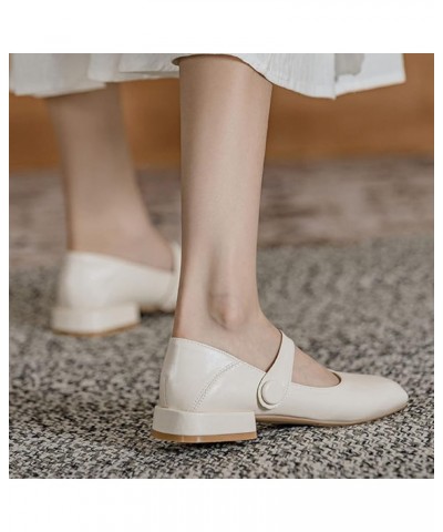 Women's Ankle Strap Buckle Closure Square Toe Mary Janes Mid Thick Heel Comfortable Soft Leather Working Dress Pumps Shoes Wh...